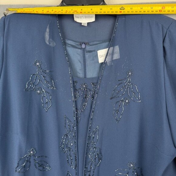 David's Bridal 2 Piece Navy Blue Beaded Mother of the Bride Dress 20WP - Picture 3 of 11